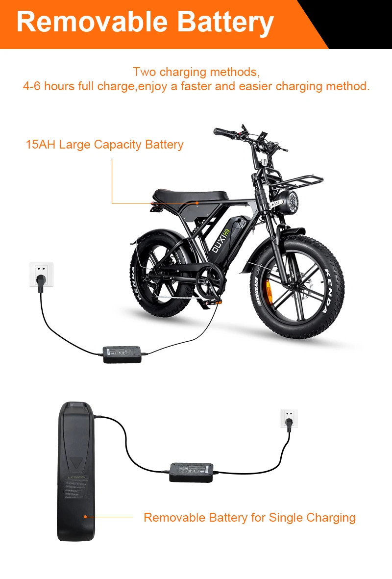 OUXI H9 Electric Hybrid Bike Fat Tire E-Bike With 250w/1000w Fatbike Hydraulic Brake EU Warehouse for City Riding