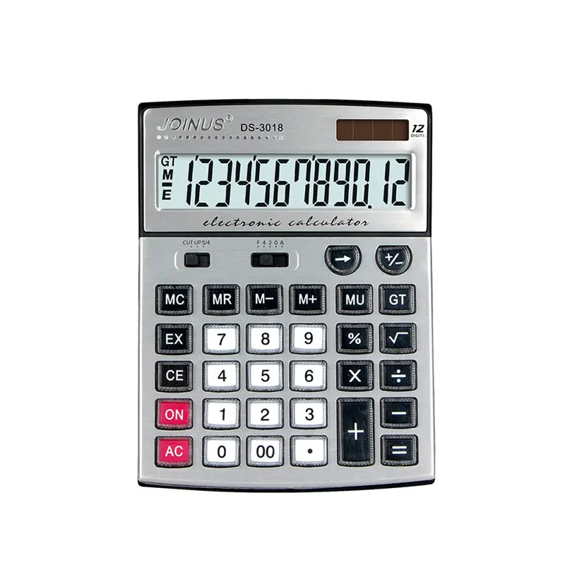 Dual Powered Small DESK 8 Digit CALCULATOR Silver Color Solar Electronic Calc 