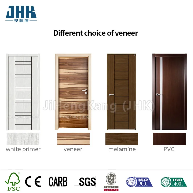 JHK-FC08 Melamine Door Wood Grain With groove Flat Modern Interior Doors MDF Board Interior Doors Interior Quality Is Good