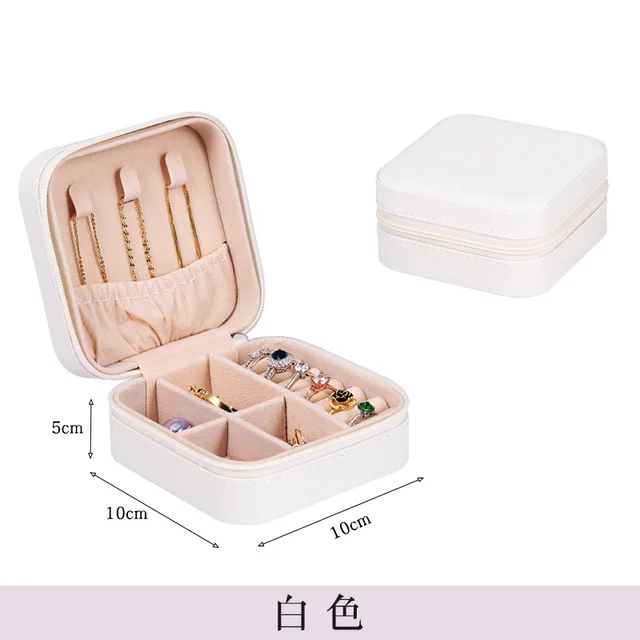 Wholesale Travel Jewelry Box Organizer Girls Women Gift Rings Earrings Necklaces Jewelry Storage Display Case Dark Green