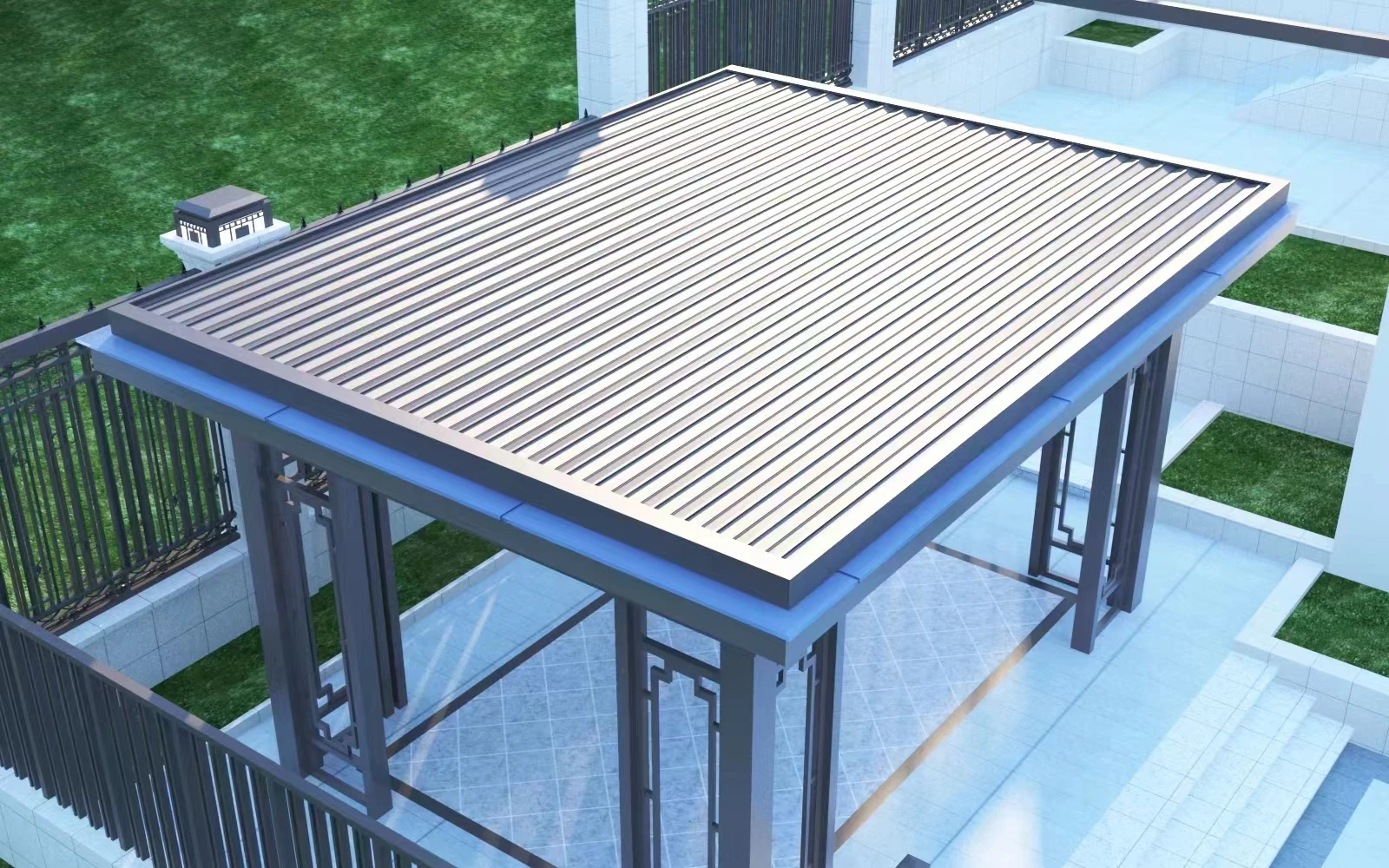 Outdoor Aluminum Retractable Roof Sunshade Canopy with Automatic ...
