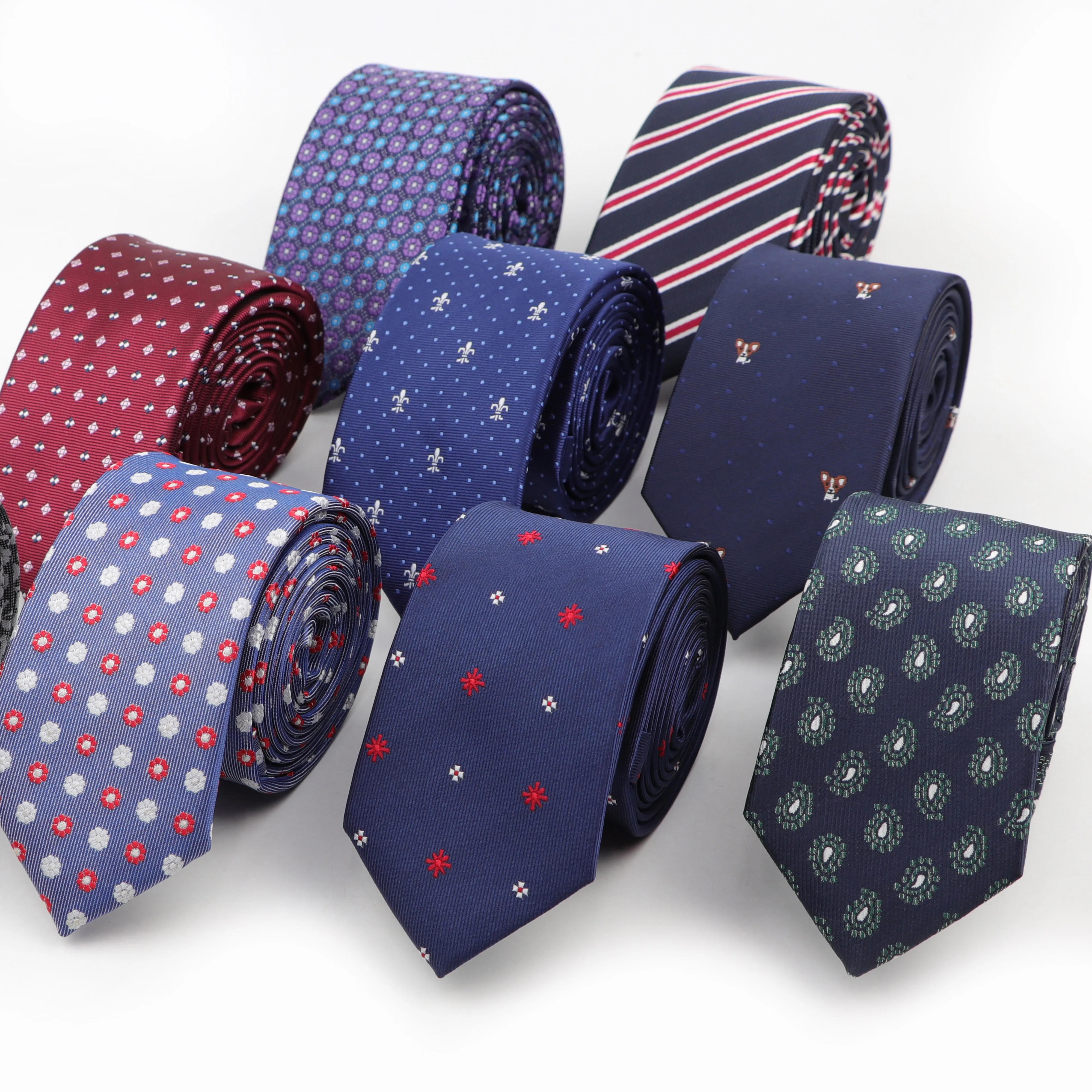 6CM Skinny Tie for Men Narrow Necktie Floral Stripes Ties Neck Ties Accessories