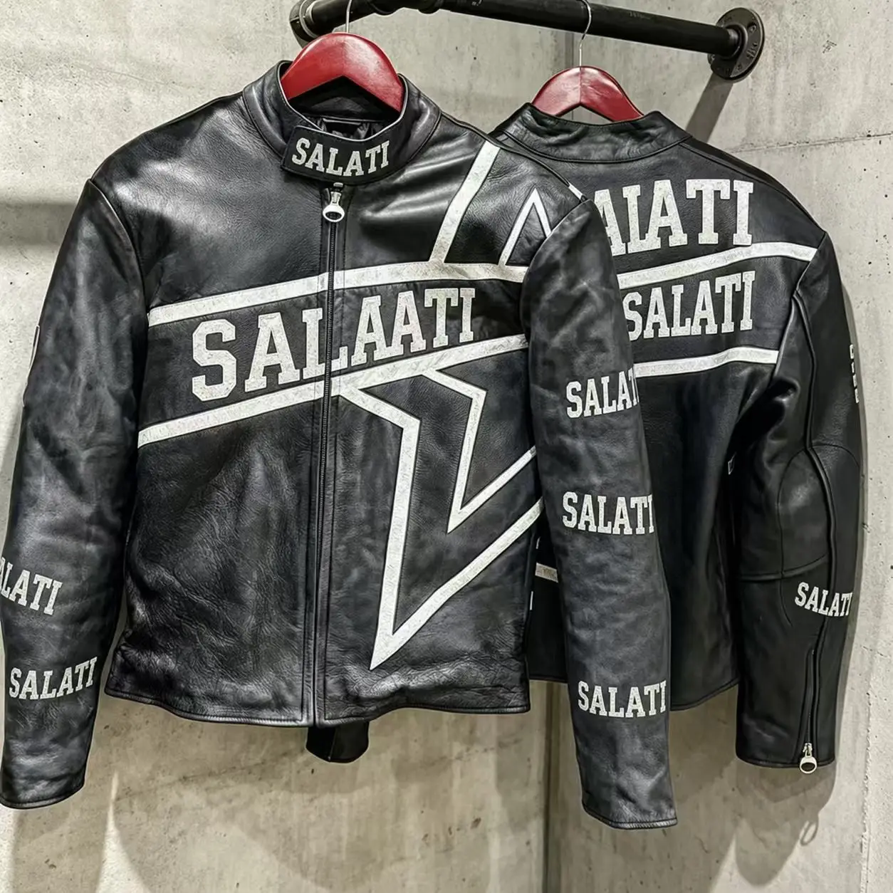 Custom Black Faux Leather Biker Jacket Zipper Stand Collar Patchwork Graphic Streetwear Bulk Fashion Wear Men Leather Jacket