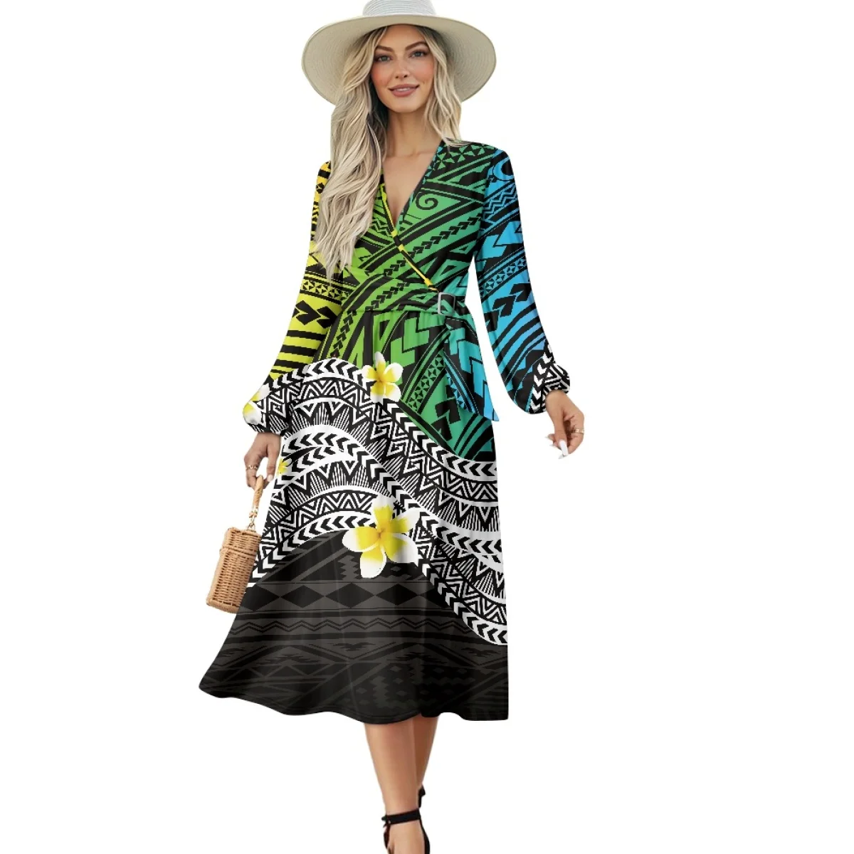 blue dress for baby girl Hawaiian Luau Tropical Twirl Dress main image 0
