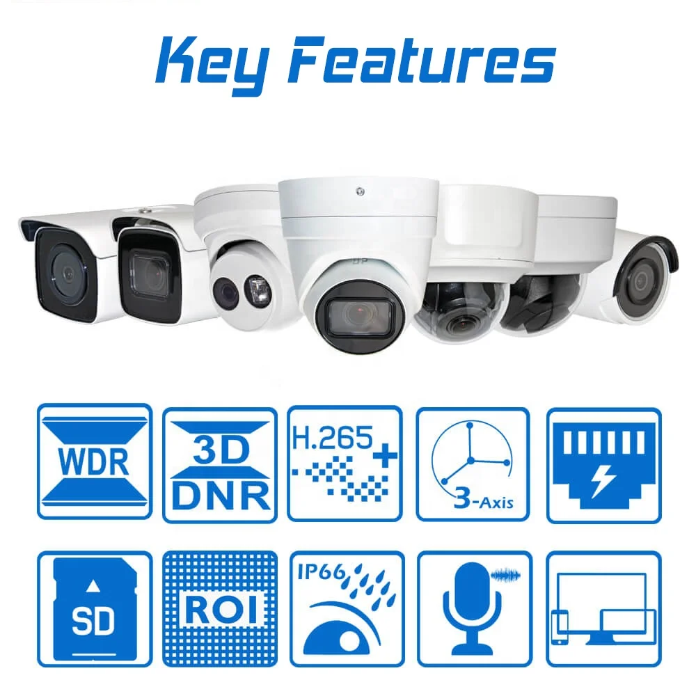 OEM HIK IPC Infrared 6MP 4MP 4K 8MP Network Video Outdoor IP67 PoE Home Surveillance Security System IP CCTV Camera