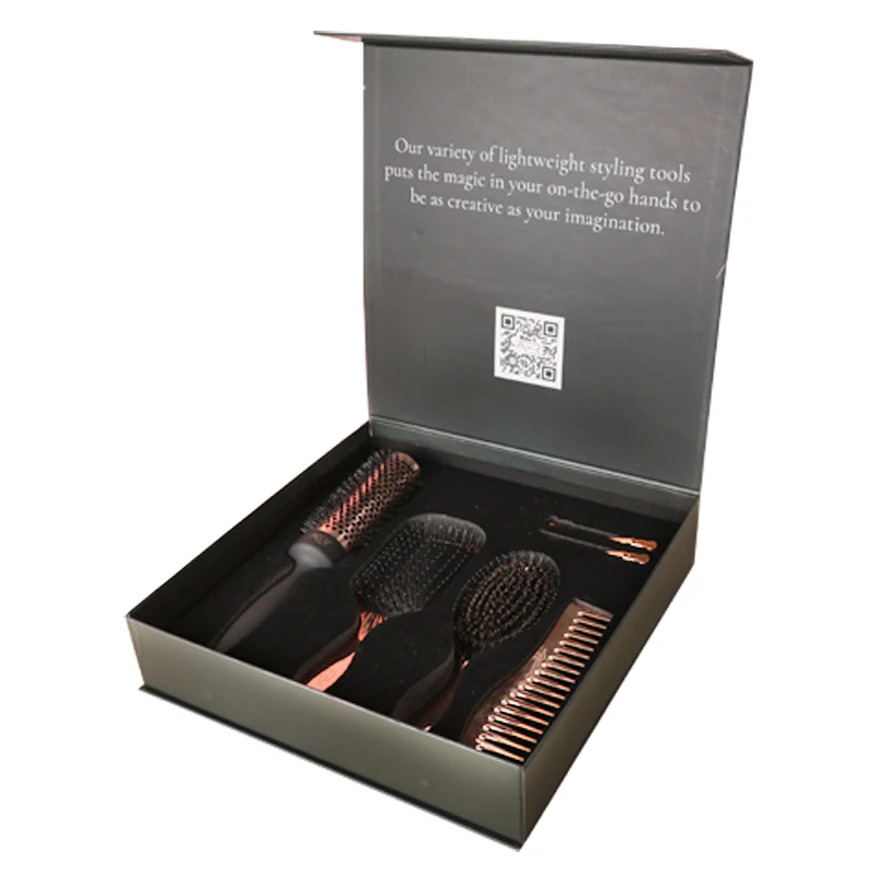 Rose Gold 5 in 1 Packing Colorful Boar Paddle Brush Ceramic Detangling Hairbrush Hair Extension Brush With Clip and Comb Set