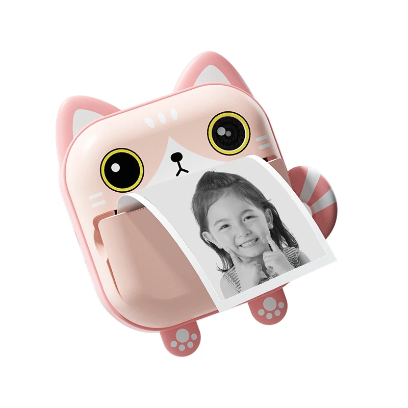 Cartoon Cat Dinosaur Kids Camera Instant Print Thermal Paper 2.4-inch ...