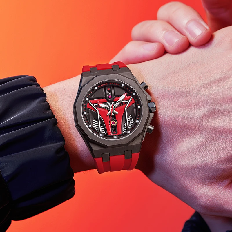 LILUOKE Wholesale Wristwatch Quartz Watch Stainless Steel Case Silicone Strap Waterproof Fashion Watches for Men Sport Watch