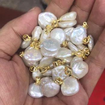 Natural Freshwater Pearl Pendant Mother of Pearl Gold Plated No Pave CZ Baroque Pendant Necklaces