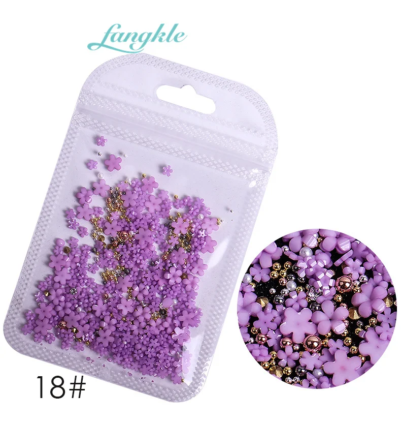 Wholesale 3d Bag Package Plastic Nail Art Flower Resin Nail Flower