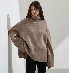 Elegant Turtleneck Knitted Loose Pullovers Sweater for Women 2024 Autumn Winter Tops Y2K Jumpers Outerwears