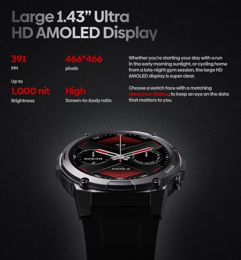 Zeblaze Vibe 7 Pro Smart Watch 1.43 Inch AMOLED Display Hi-Fi Phone Calls Toughness Smart Watch (7).jpg