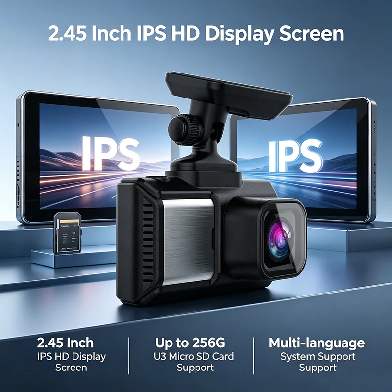 VIEVGUARB T6A Dash Cam Loop Recording G-Sensor App Control 1080P GPS Black Box Full HD IPS Screen Dual Lens