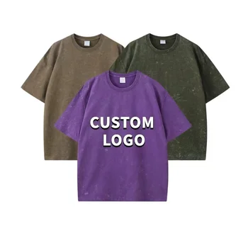 New Style Plus Size Men's Vintage t shirt 100% Cotton Custom Logo Graphic Printed Acid Washed t-shirt For Men