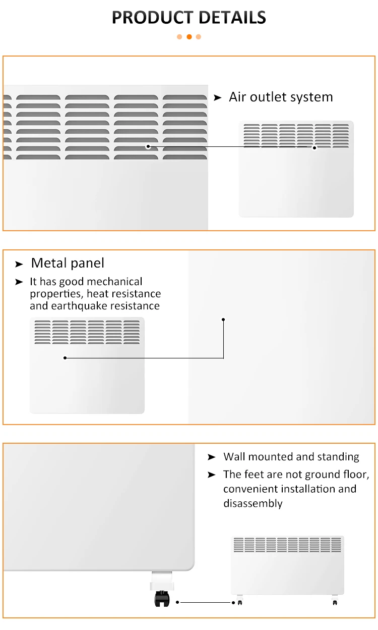 Floor Convector Metal Heater, 1500W, Wall - detail 10