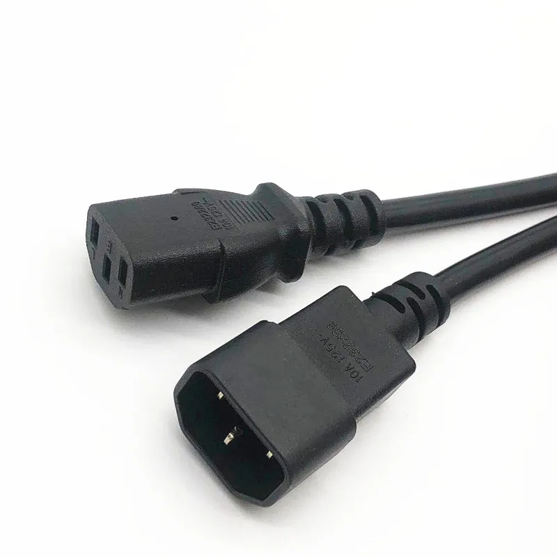 C14 to C13 PDU Style Computer Power Extension Cable 1.5M / Black Computer Power Extension Cord 10A IEC-320-C14 to IEC-320-C13