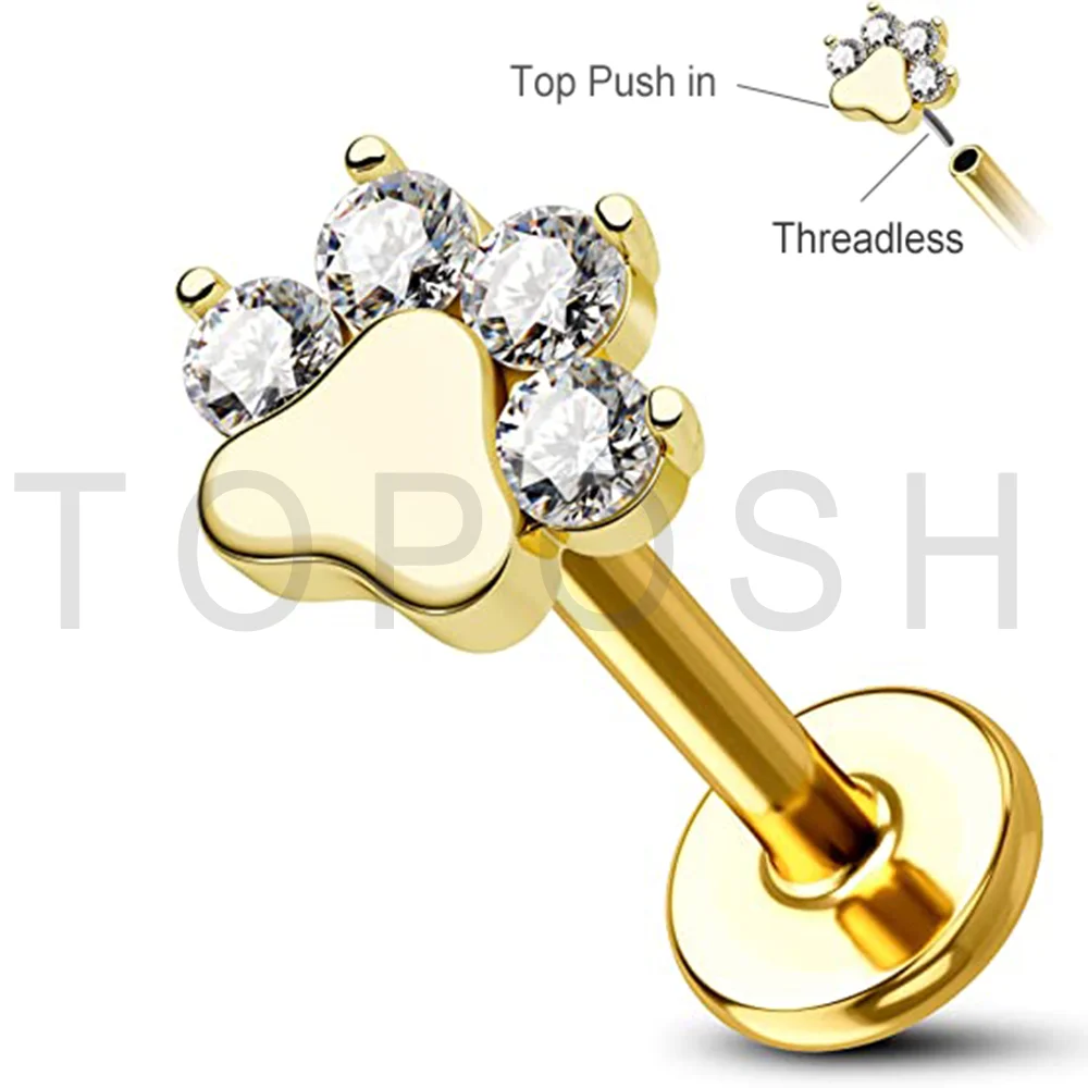 New Design Classic 14k Solid Gold Moissanite Studs Piercing Cartilage