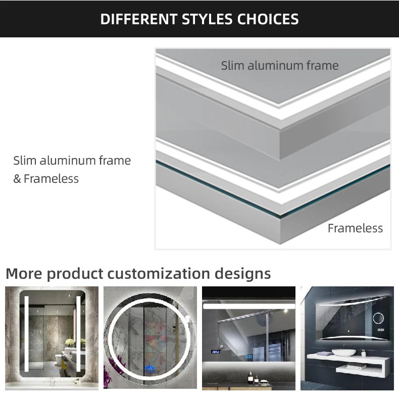 Custom Smart Touch Screen Vanity Wall Make Up Cosmetic Mirror Square