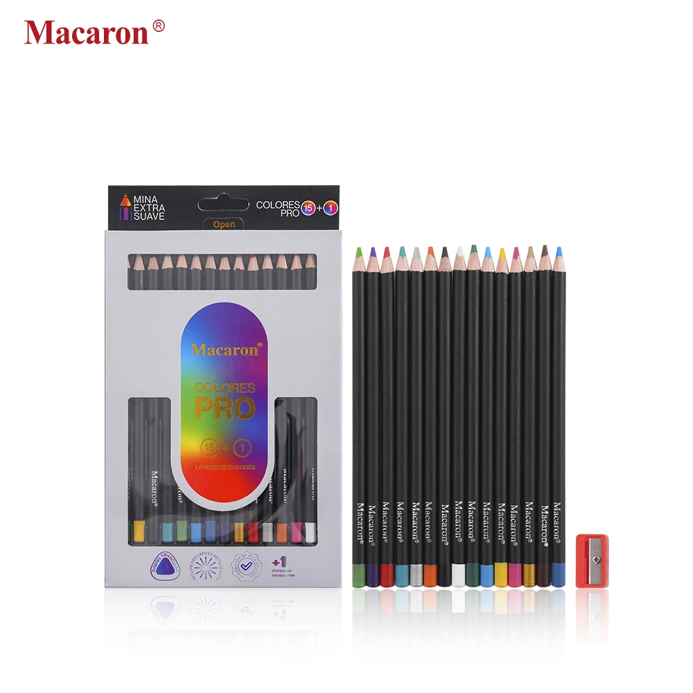 Macaron Colored Set 15 Colors With Sharpener Soft Professional Drawing Pencils For Artists Kids_voghion.com