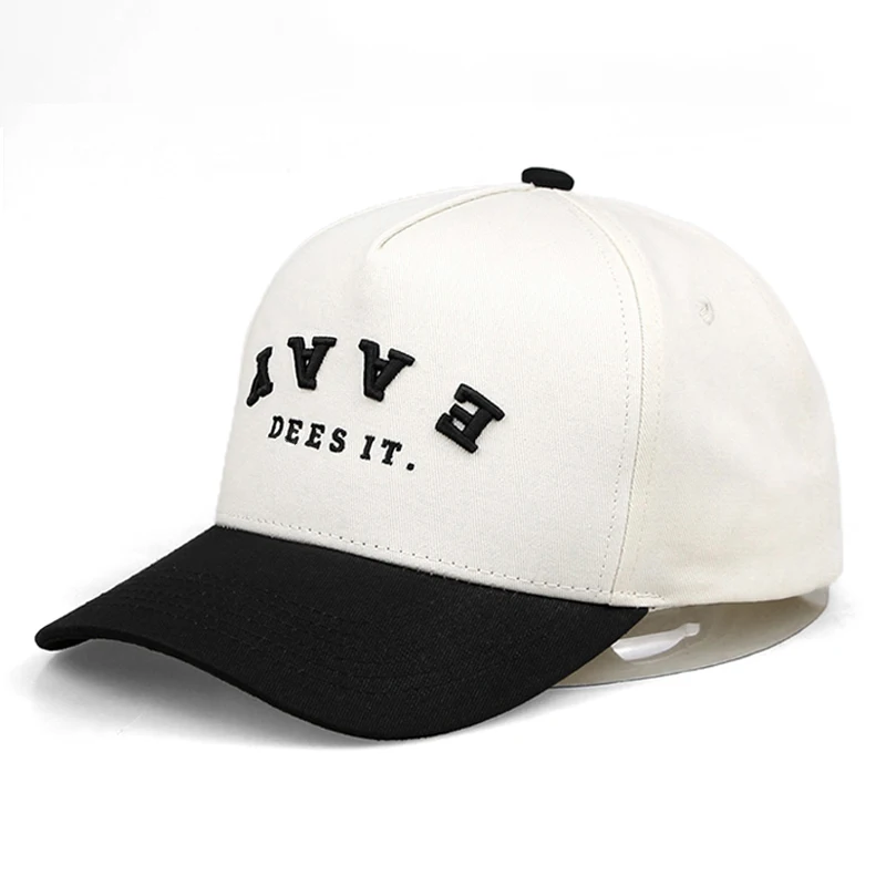Running Sports Structure Cotton High Crown Style Custom 3D Embroidery Logo a Frame Two Tone  5 Panel Baseball Cap Hats for Men