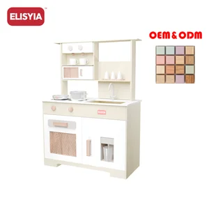 Wooden Role Play Kitchen Grey Beige Retro Style Outdoor Garden Stable Portable Cooperative Play Christmas Preschool Classroom