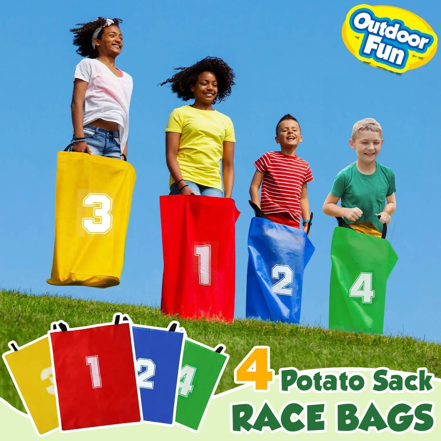 Sack Race Bag Set Of 4 Potato Sacks Outdoor Games For Kids