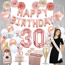 Nicro 30th Rose Gold theme Wholesale Girl Female Birthday Foil Balloon Set Event Party Supplies Wedding Party Decorations