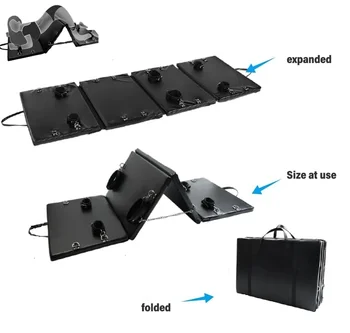 BDSM Sex Furniture PU Leather Fetish Restraints System Portable Collapsible Sex Bed for Men Couples with Handcuffs Ankle Cuffs