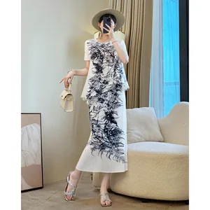 Casual White Chiffon Two-Piece Suit Chinese Style Summer Loose Irregular Age Reduction Dress Natural New Generation Foreign
