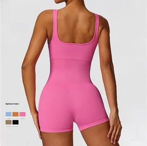 New Fashion High-intensity Yoga Suit Threaded Elastic Sports Tight Seamless One-piece Fitness Jumpsuit for Women