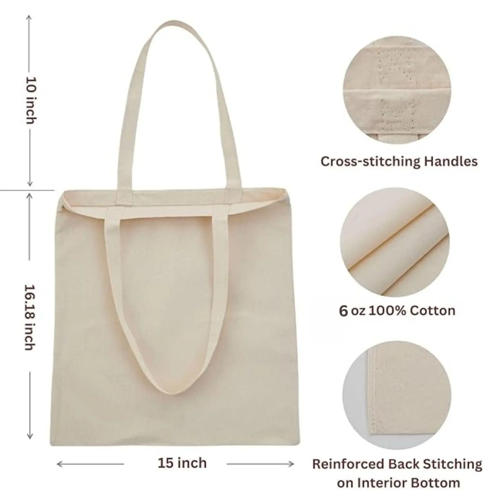 Colorful Custom Promotional Personalized Plain Style Canvas Bags Printed With Logo Reusable Shopping Tote Bags details