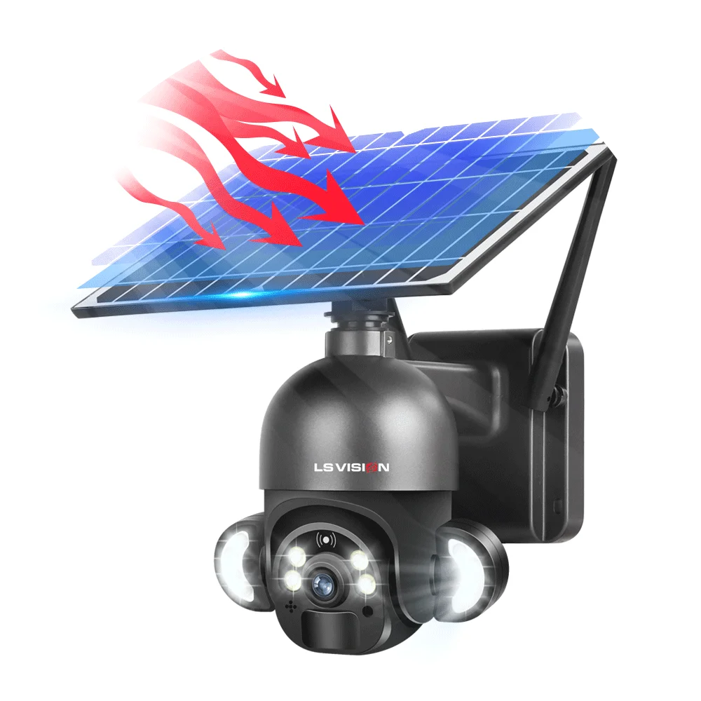 LS VISION WIFI 4G Outdoor Solar Cctv Camera Sim Card PTZ IP Security Camera Panel Solar Panel Camera