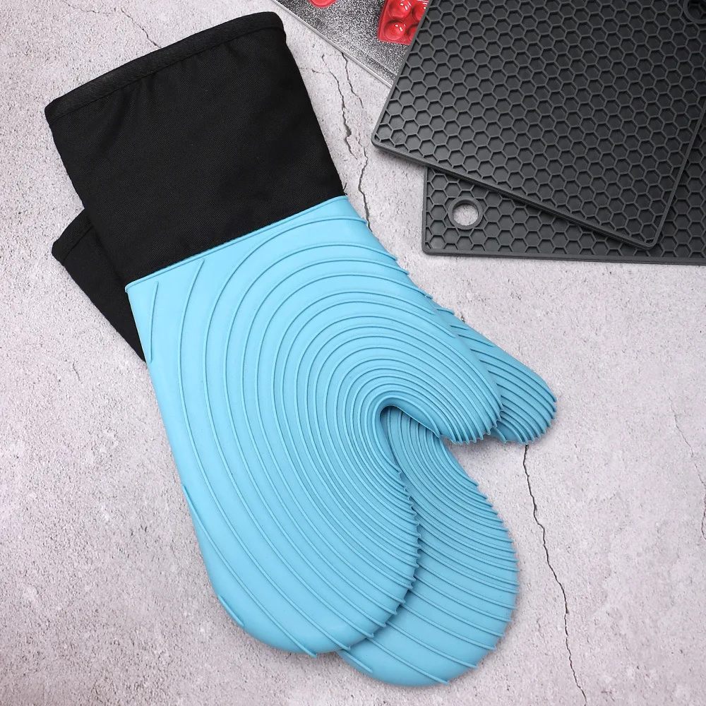 Hot Selling Custom Design Oven Mitt Glove Origin Certificate BBQ Grill Silicone Extra Long Silicone Heat Resistant Oven Gloves details
