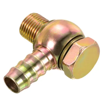 Male Thread M10 x 1 Elbow Barb Hose Connector Galvanized iron Pipe Adapter for Air Water Fuel Oil Gold