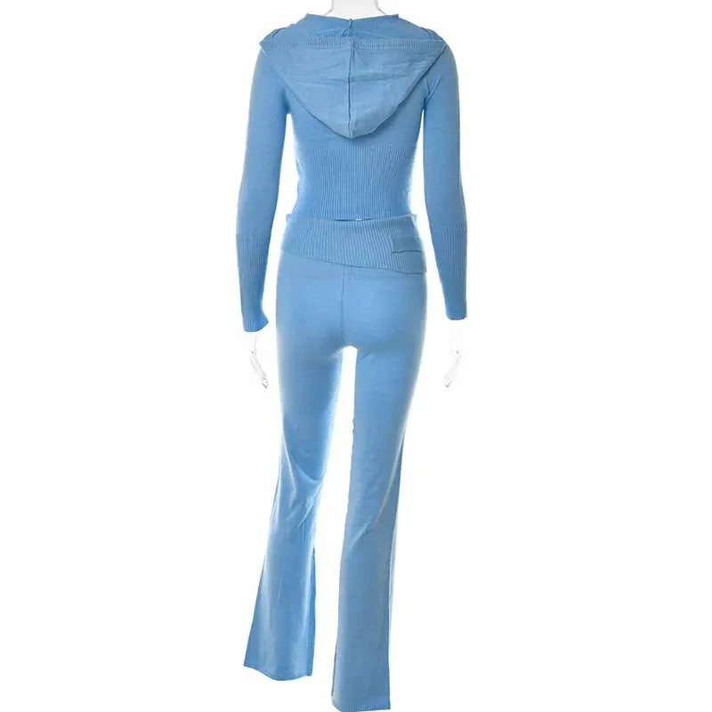 Shopify Dropshipping: Ribbed Knit Piece Women's Tracksuit Set