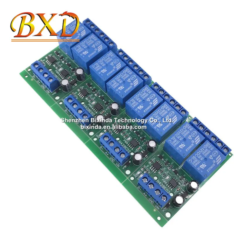 2ch 12VDC RS485 Modbus RTU Relay PC UART Serial Port Switch for Motor PLC Camera Industrial Control System N428E02
