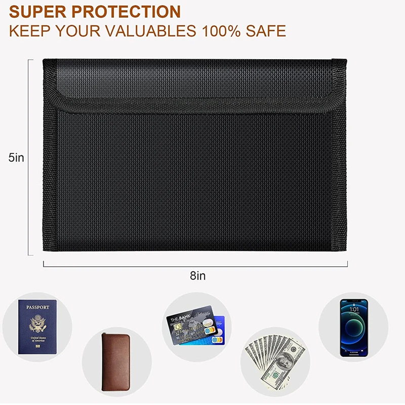 YIHUAXING 8x5 Inch Small Fire Safe Storage Pouch Fireproof and Waterproof Money Bag for Passport
