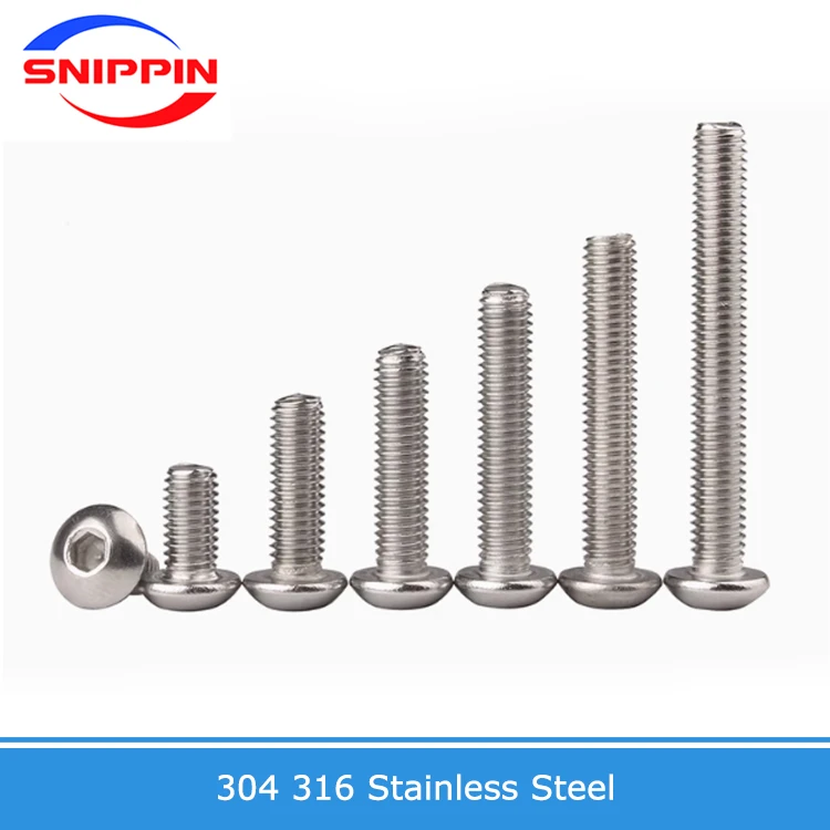 UNC Round Head Hex Hexagon Socket Machine Screws 304 Stainless Steel Pan Head Allen Bolts 2#-56 4#-40 6#-32 8#-32 10#-24 10#-32
