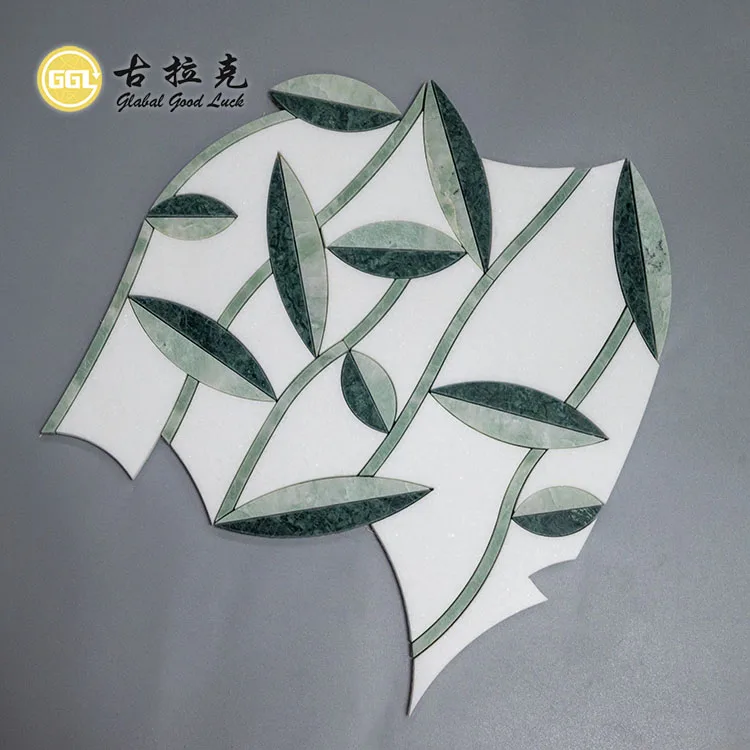 Leaf Design marble Waterjet Mosaic Tile For Wall Floor Home Decoration