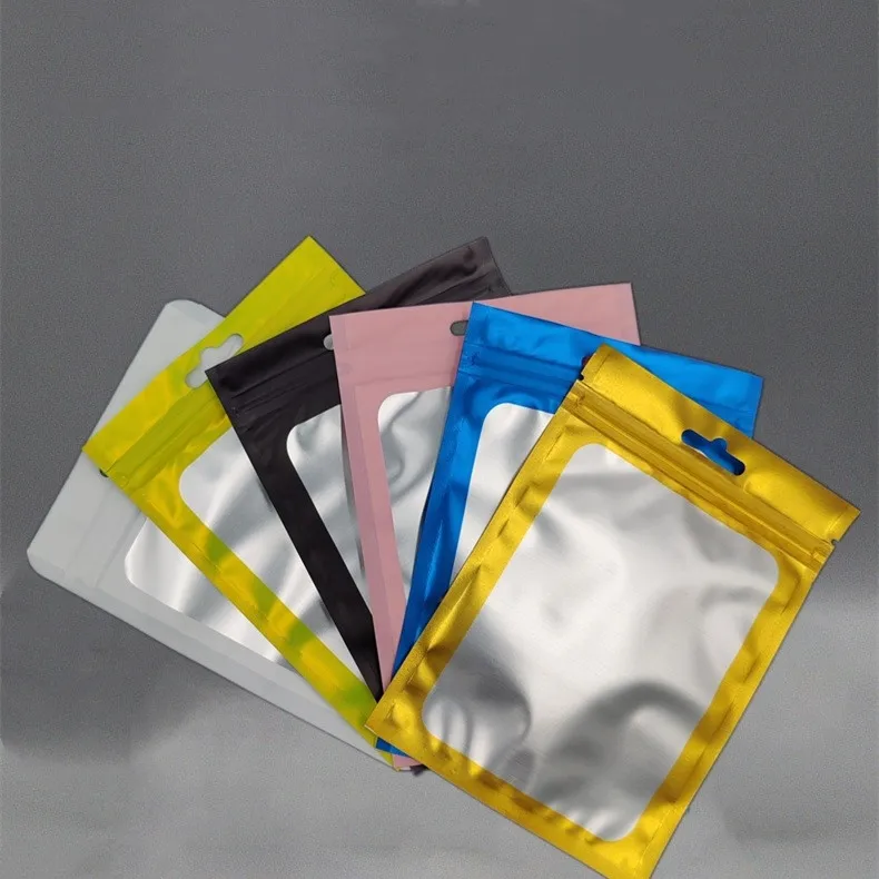 Matte Finish Customized Plastic Pouches Plastic Jewelry Packaging Bags With Clear Window