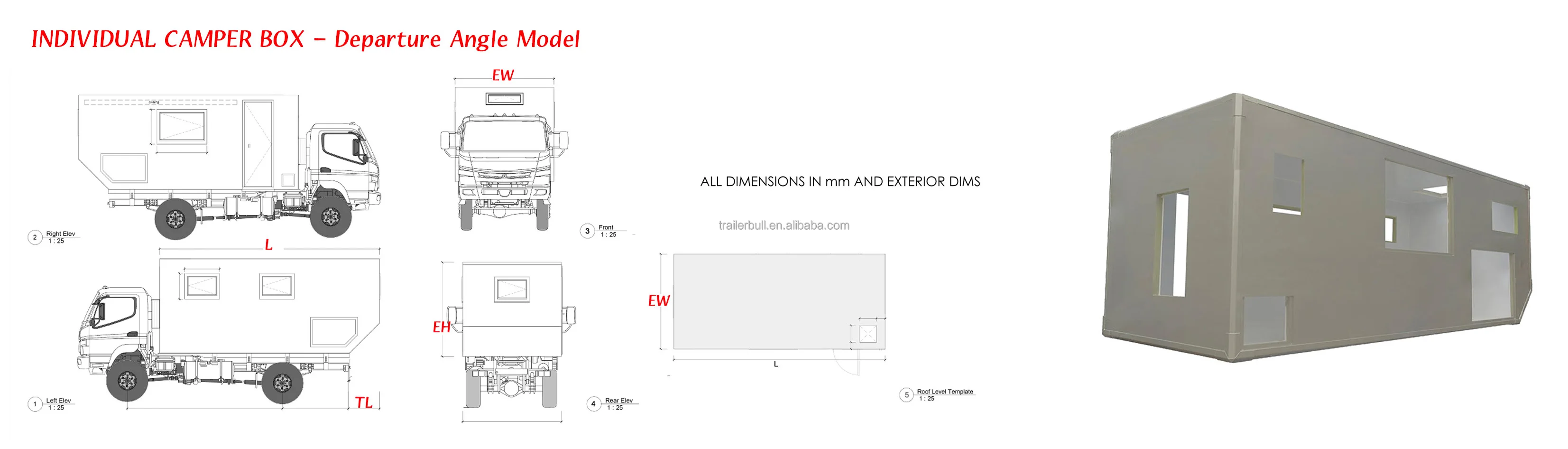 15ft FRP Motorhome Truck Camper Shells for DIY Expeditions