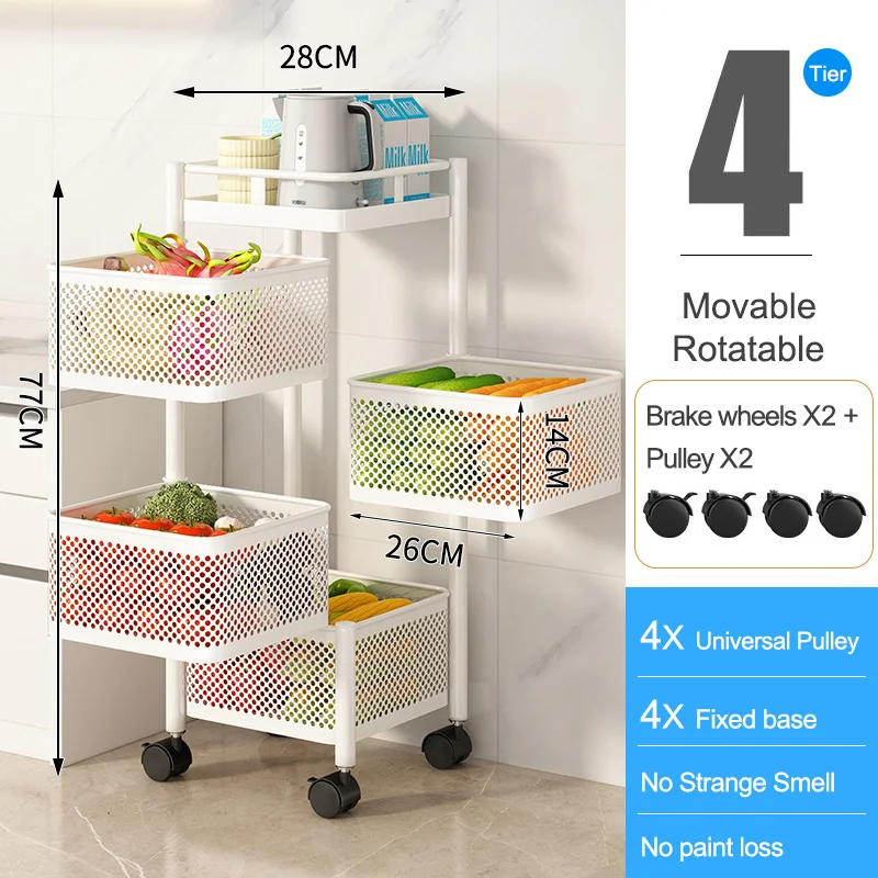 360 Kitchen Storage Shelves 3/4/5 Tier Storage Rack Metal Rotating
