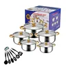 5Pcs Cookware + 6 Tableware - Golden Handle