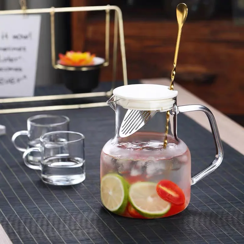 Pichet En Verre Avec Couvercle Carafe À Eau De Chevet Avec Gobelet