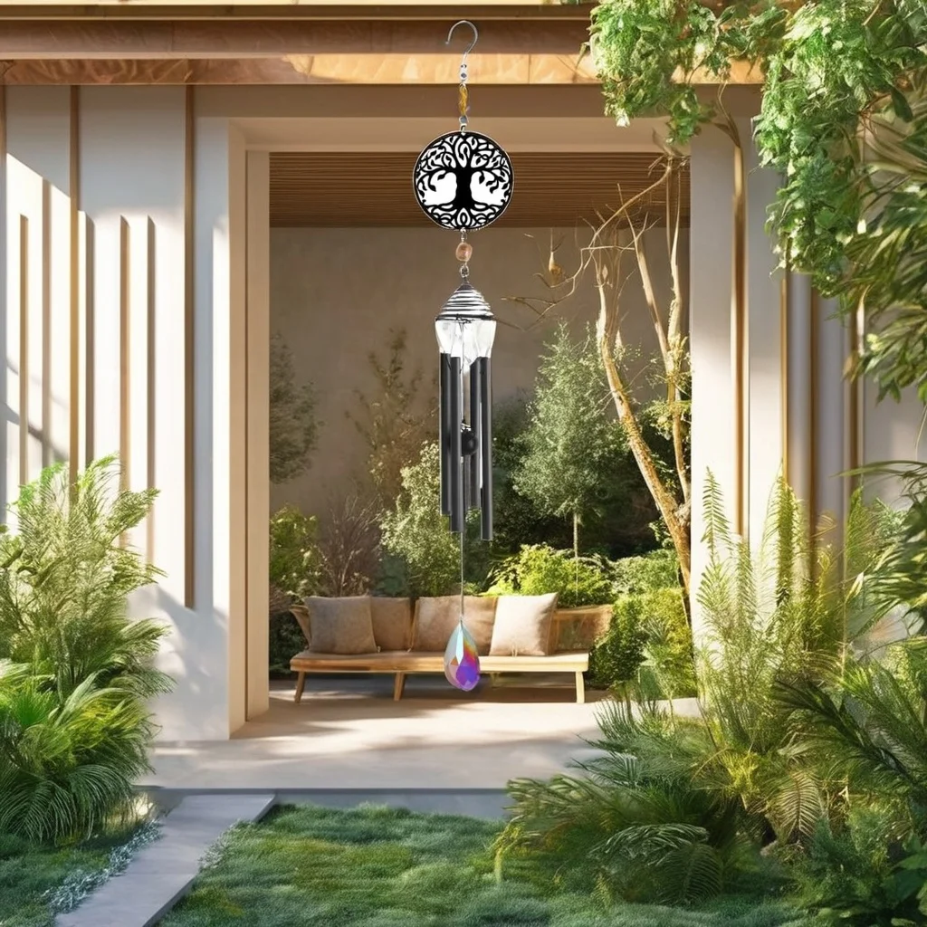 Solar Powered Tree of Life Wind Chime Garden Memorial Ornament