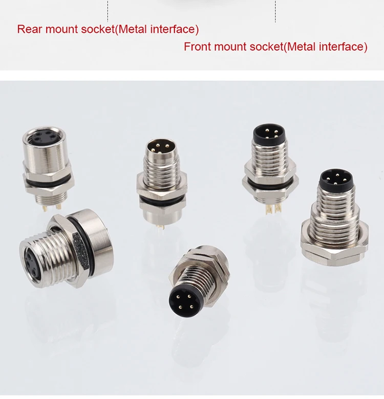 Description Picture 5 of item3 4 5 6 8 Pins M8 Solder Welding A D Coding Male Female Panel Mount IP67 Sensor Circular Connectors