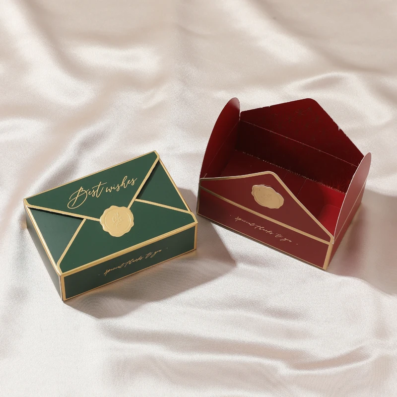 Custom Logo Elegant Envelope Folding Wedding Candy Box Party Favors for Chewing Gum Sushi Potato Chips Paper Gift Box Package