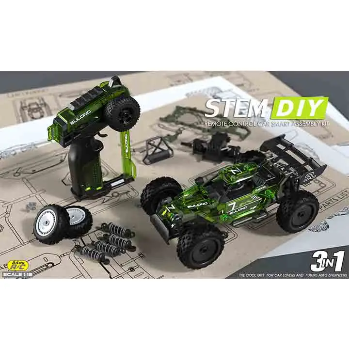 STEM Building Toy 3 in 1 Educational RC Racer Set Remote Control Car Model Assembly Early Learning Brick Roadster Diy Car Kits