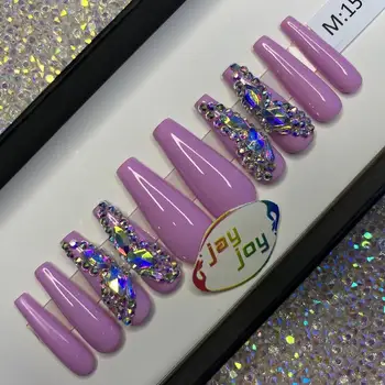 JAYJOY 100% Hand Paint Luxury Discount Private Label Logo Customized Artificial Finger and Toe Nails Set Press On Nails