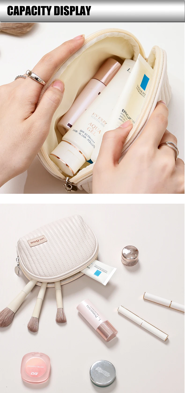 Makeup Bag Elegant Women Small Cosmetic Bag Wholesale Custom Pu Fashion